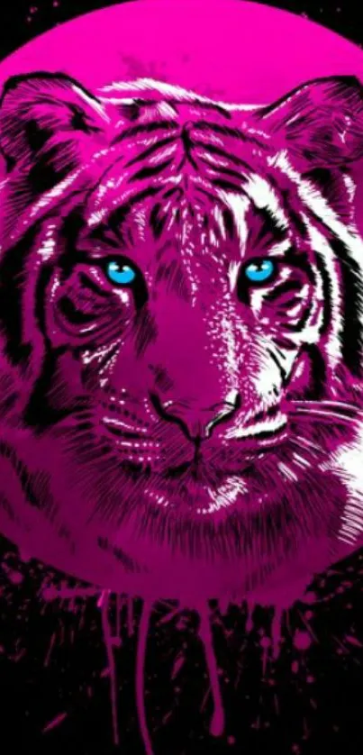 Vivid pink artistic tiger mobile wallpaper design.