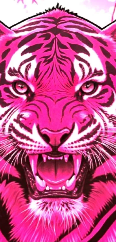 Vibrant pink tiger wallpaper art design
