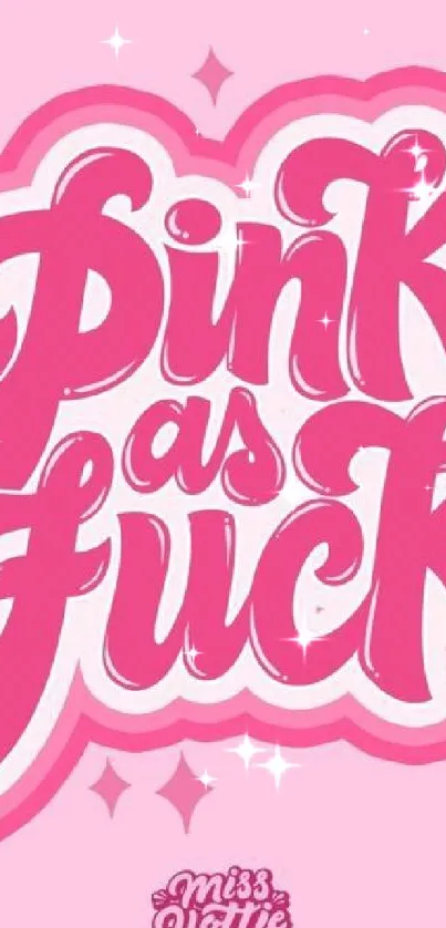 Pink artistic wallpaper with bold typography design.