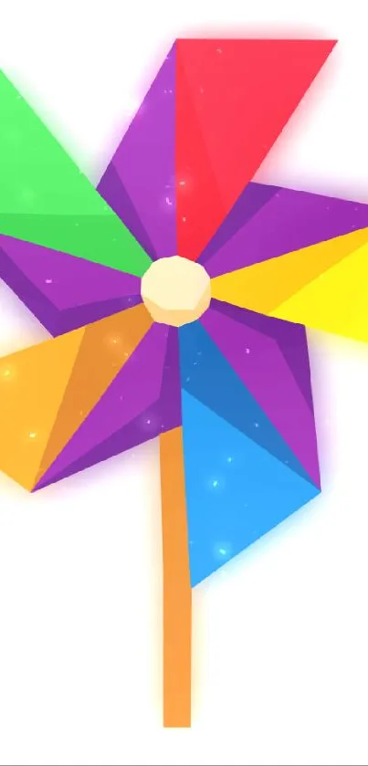 Colorful geometric pinwheel phone wallpaper.