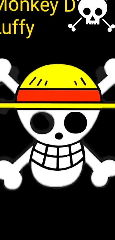 Pirate skull with hat and crossbones on a black background.