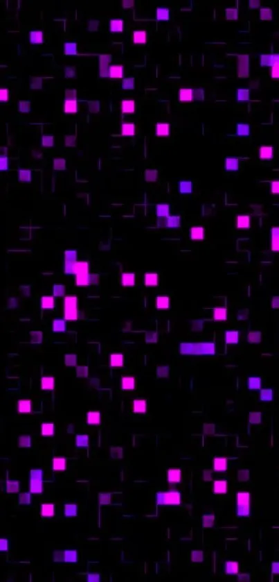 Vibrant digital pixel wallpaper in purple and black hues.