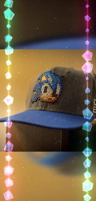 Pixelated blue cap with vibrant gem border and 'Don't Blink' text.