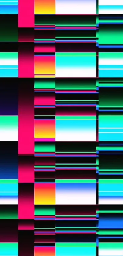Vibrant abstract pixelated pattern wallpaper in multiple bright colors.