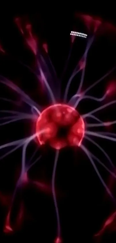 Mobile wallpaper featuring a vibrant plasma ball emitting red and purple arcs.