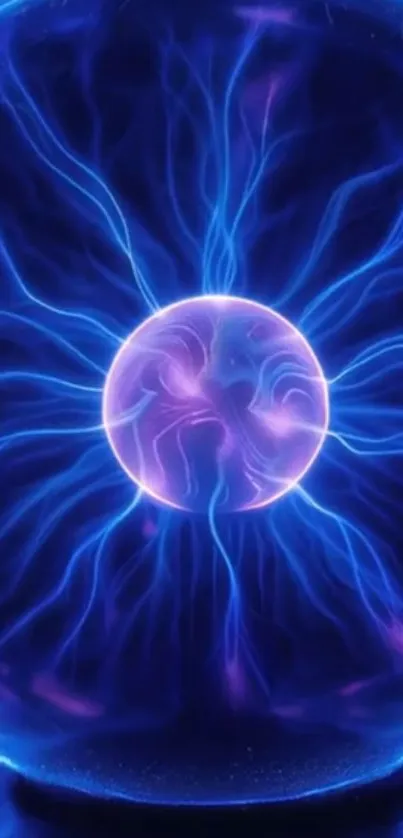 Electric blue plasma energy sphere emitting vibrant light.