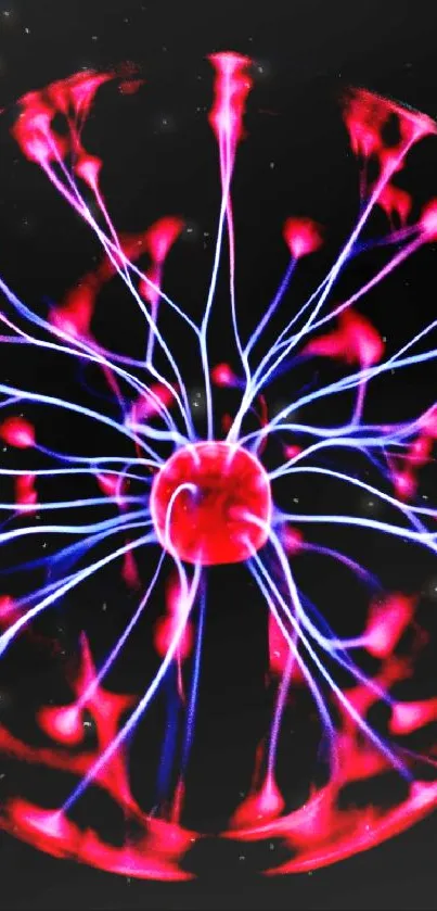 Vibrant plasma globe emitting colorful electric waves on a dark background.