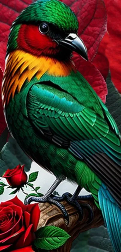 Close-up of vibrant red and green leaves.