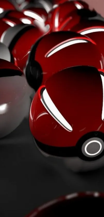 Vibrant red and silver Pokeballs mobile wallpaper.