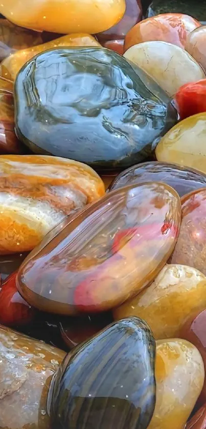 Vibrant polished stones creating a colorful and earthy mobile wallpaper.