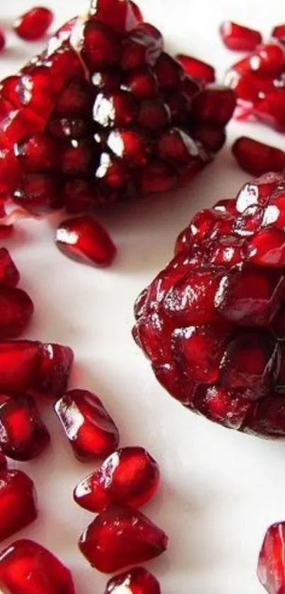 Vibrant ruby red pomegranate seeds image.