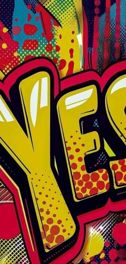 Bold pop art design with vibrant colors and dynamic style.