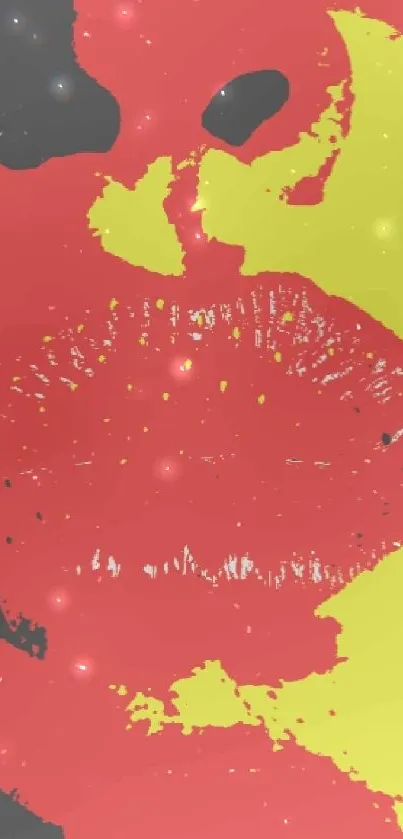 Bold, vibrant pop art wallpaper featuring red and yellow tones.