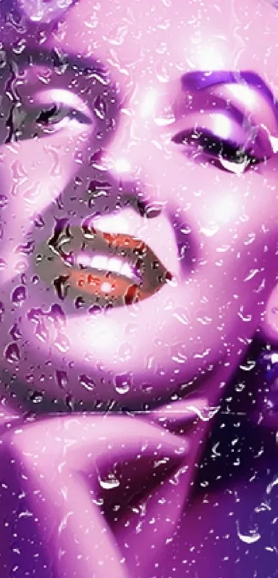 Vibrant pop art portrait with purple hues.