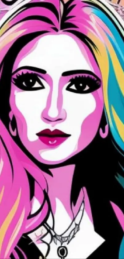 Colorful pop art portrait with vibrant hues.