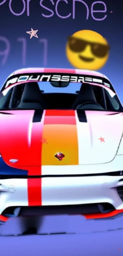 Porsche 911 vibrant colorful car wallpaper with dynamic design.