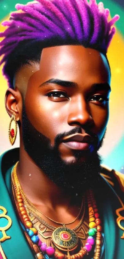 Vibrant digital portrait with bold colors.