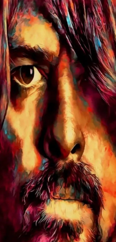 Vibrant abstract portrait art with dynamic colors and expressive design.