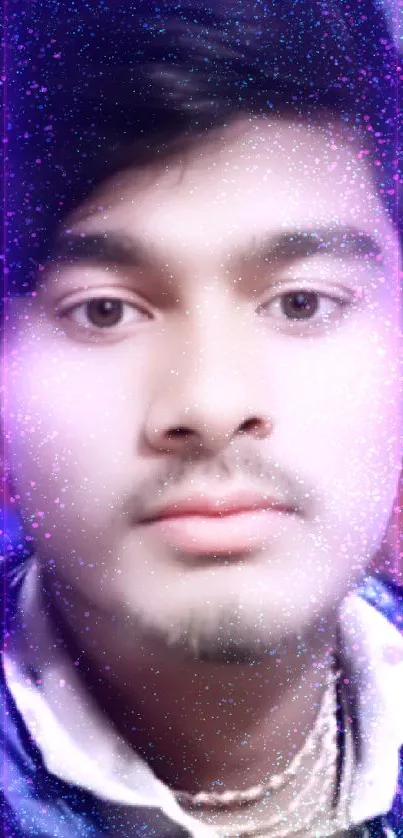 Stylish vibrant portrait mobile wallpaper in cool tones.