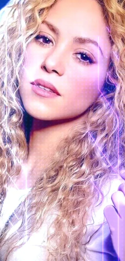 Vibrant portrait wallpaper with blonde curls and bright highlights.