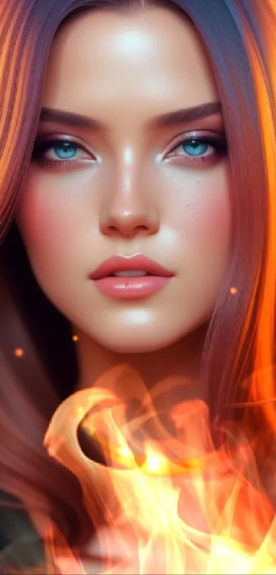 Vibrant portrait with glowing orange hues, perfect for phone wallpaper.