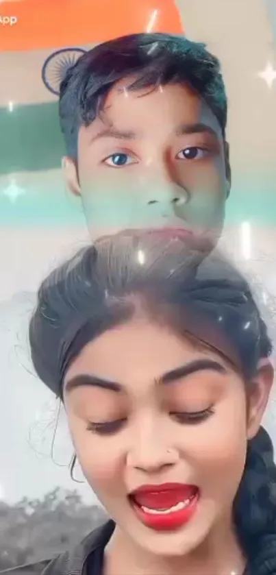 Artistic portrait wallpaper with vibrant colors, perfect for mobile screens.