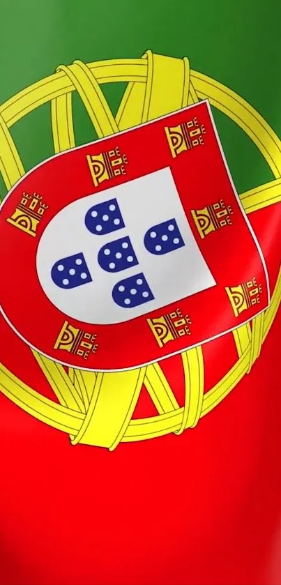 Portugal flag wallpaper with green, red, and emblem design.