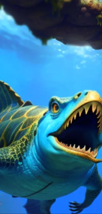 Prehistoric ocean creature on blue background