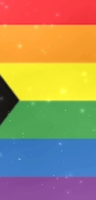 Progressive Pride flag with vibrant rainbow stripes.