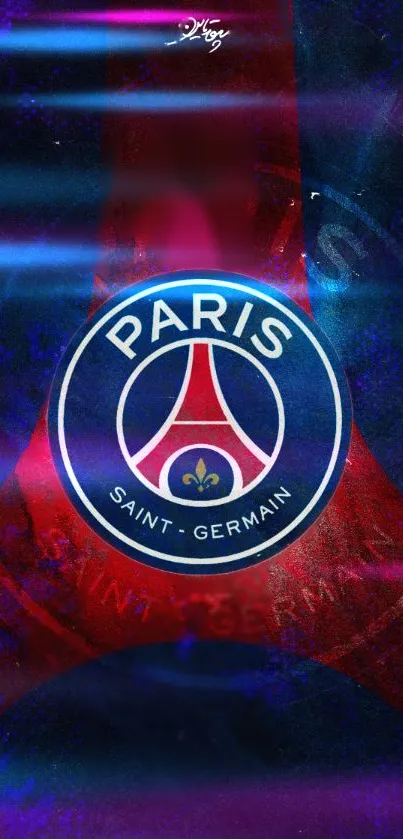 Vibrant PSG logo wallpaper for mobile devices.