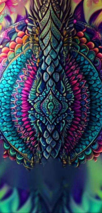 Vibrant psychedelic wallpaper with intricate designs and colorful patterns.