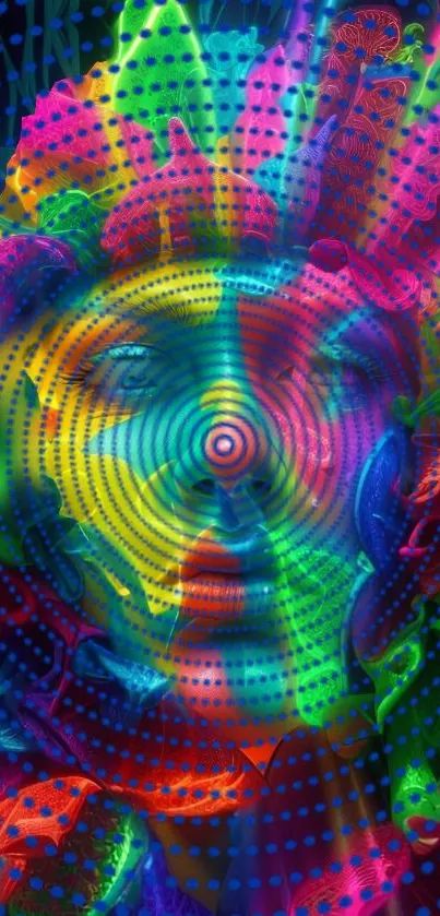 A vibrant and colorful psychedelic abstract wallpaper featuring dynamic patterns.