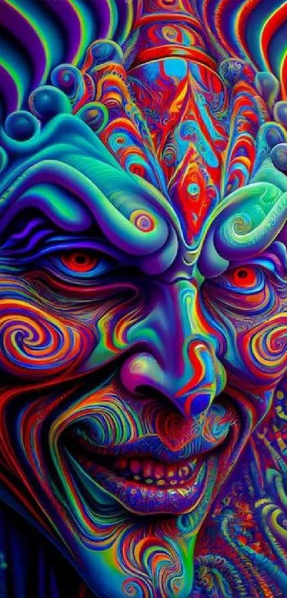 Psychedelic creature with vibrant patterns in blue hues.