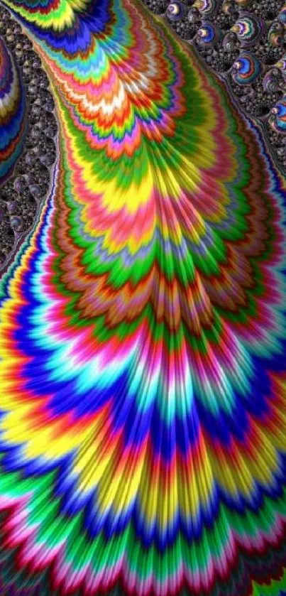 Vibrant rainbow fractal wallpaper for mobile screen.