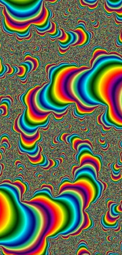 Vibrant psychedelic wallpaper with colorful rainbow fractals and swirls.