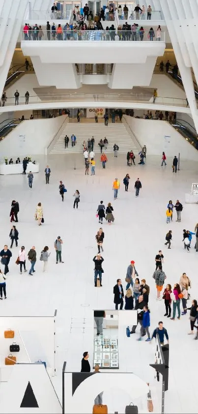 Vibrant view of people in a modern public space, captured in bright, white tones.