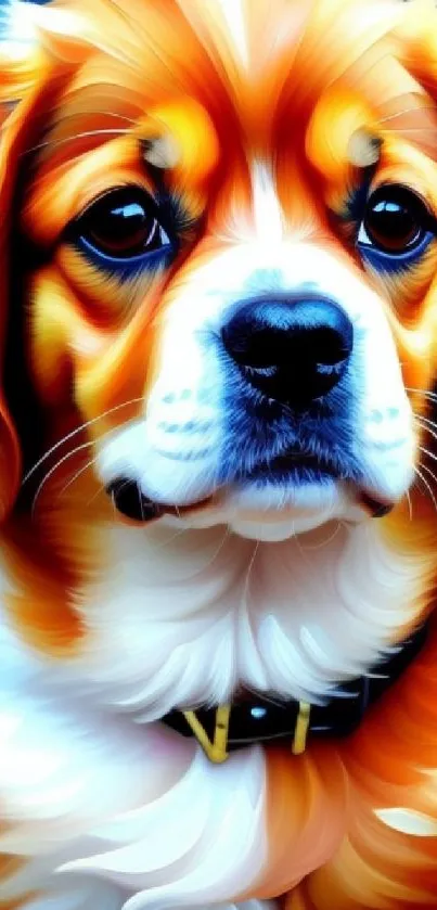 Bright and colorful artistic puppy wallpaper with vibrant design.