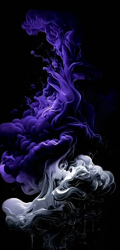 Purple abstract ink design on dark background for mobile wallpaper.