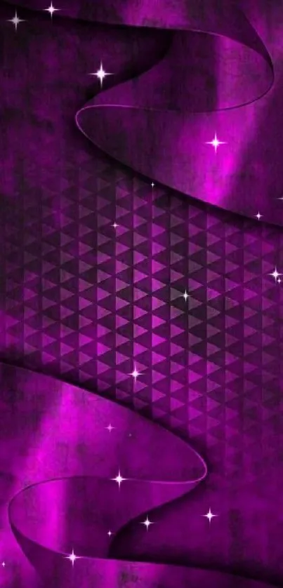 Purple abstract wallpaper with dynamic waves and geometric patterns.