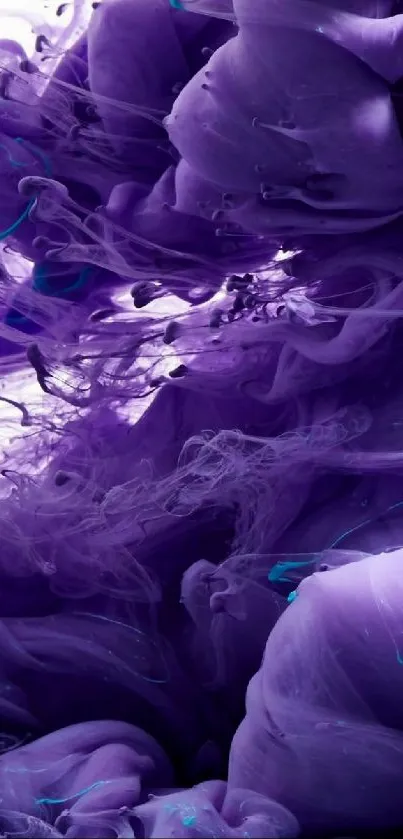 Vibrant purple abstract wallpaper with swirling smoke effect.