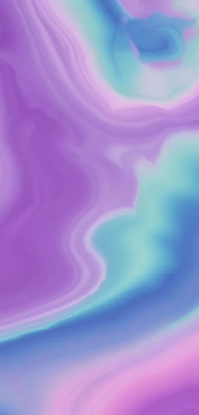 Vibrant purple and blue abstract wallpaper with fluid swirls.