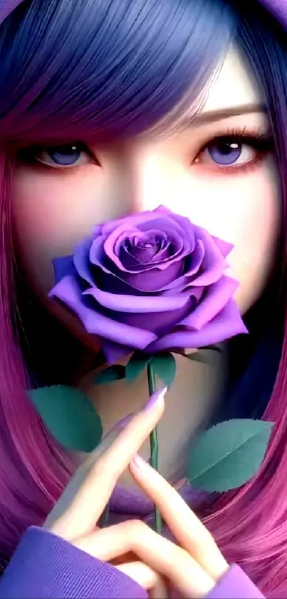 Purple digital art wallpaper with rose.