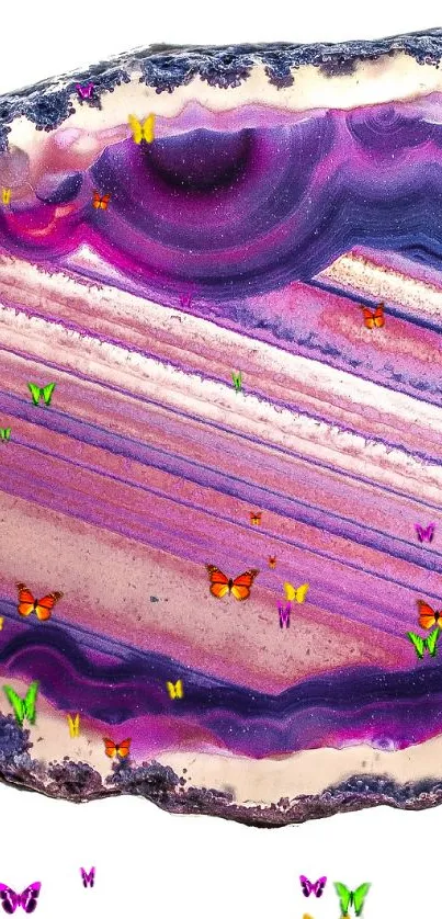 Vibrant purple agate slice close-up for mobile wallpaper.