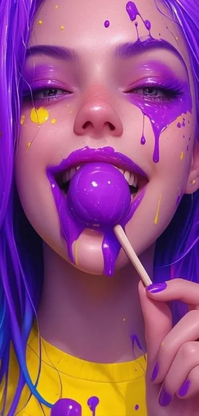 Vibrant purple artistic portrait wallpaper.