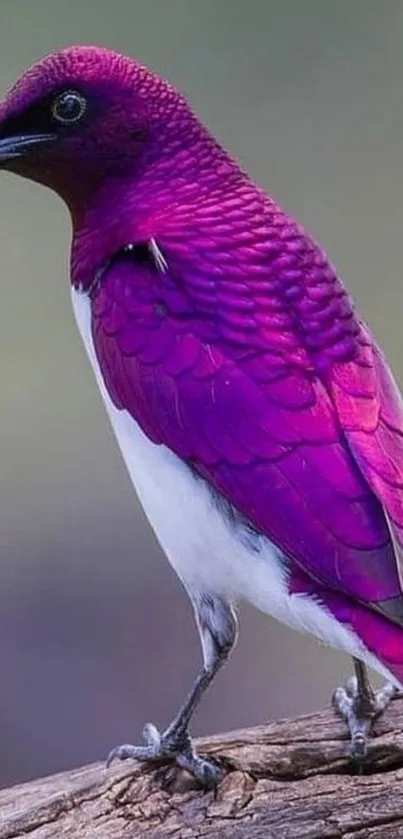 Vibrant purple bird perched on branch, stunning mobile wallpaper.