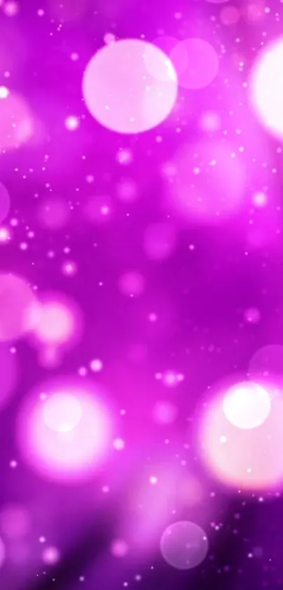 Purple bokeh wallpaper with glowing orbs and dreamy effect for mobile screens.