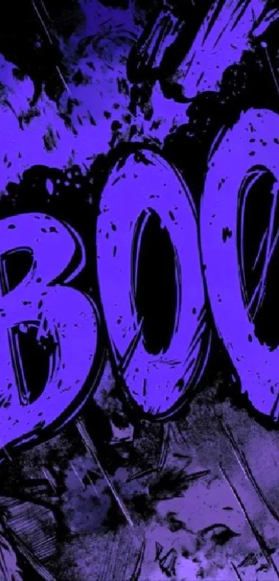 Bold 'Boo' text in vibrant purple art design.