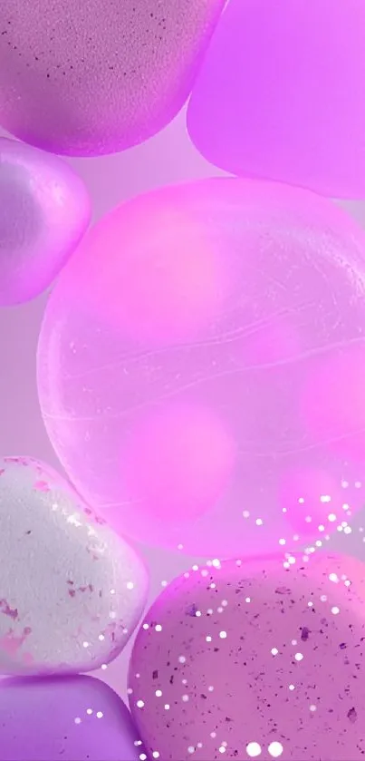 Colorful purple bubble aesthetic wallpaper with abstract shapes.