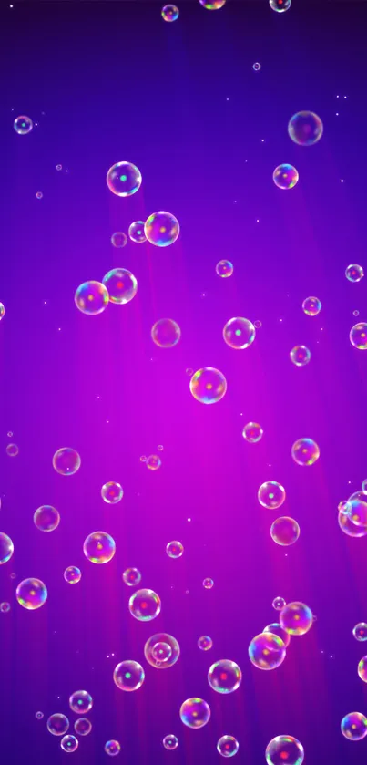 Purple background with floating bubbles.