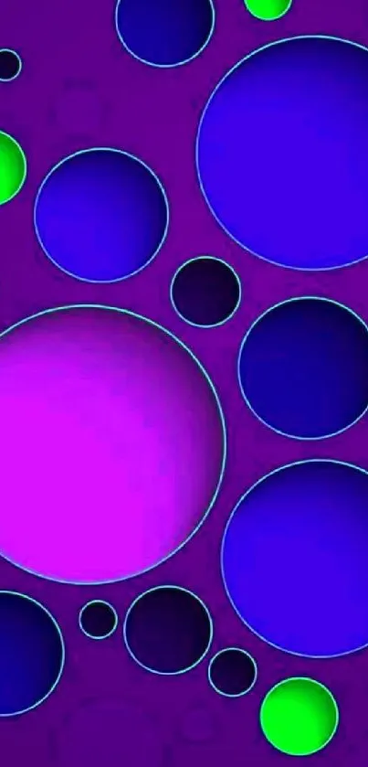 Vibrant circles on a purple background wallpaper.